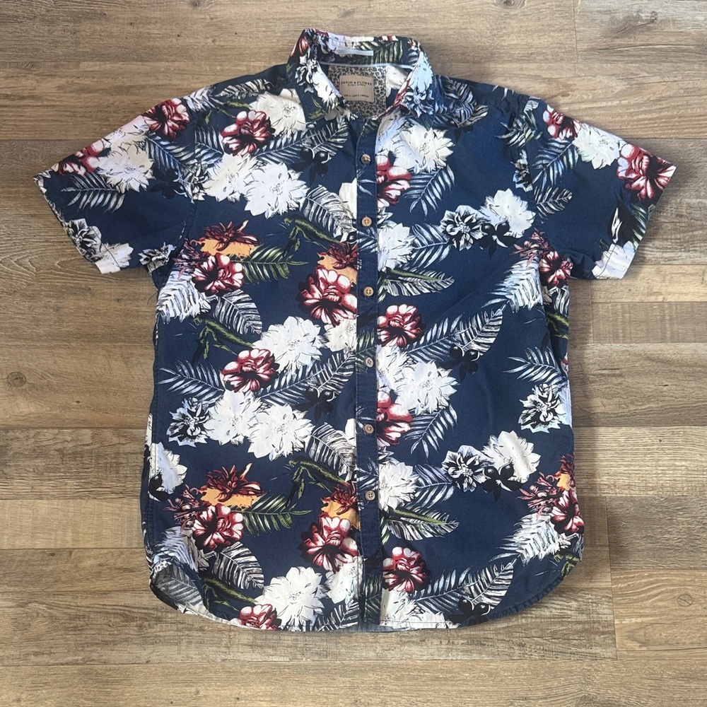 Denim & Flower Floral Navy Men's Shirt size S